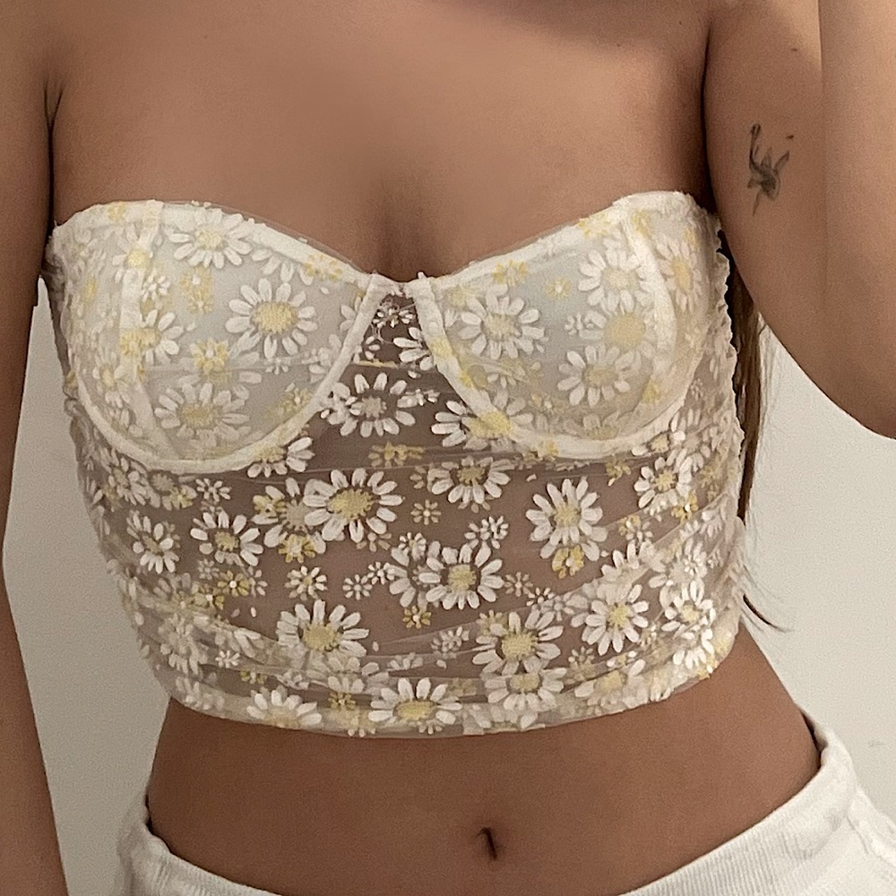 Zara corset croptop size XS with flowers